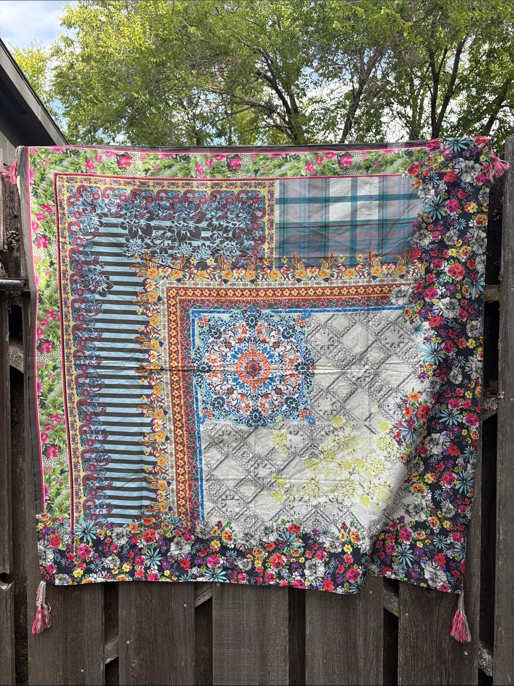 Johnny Was Multicolor Floral scarf - Blue, Pink, Green